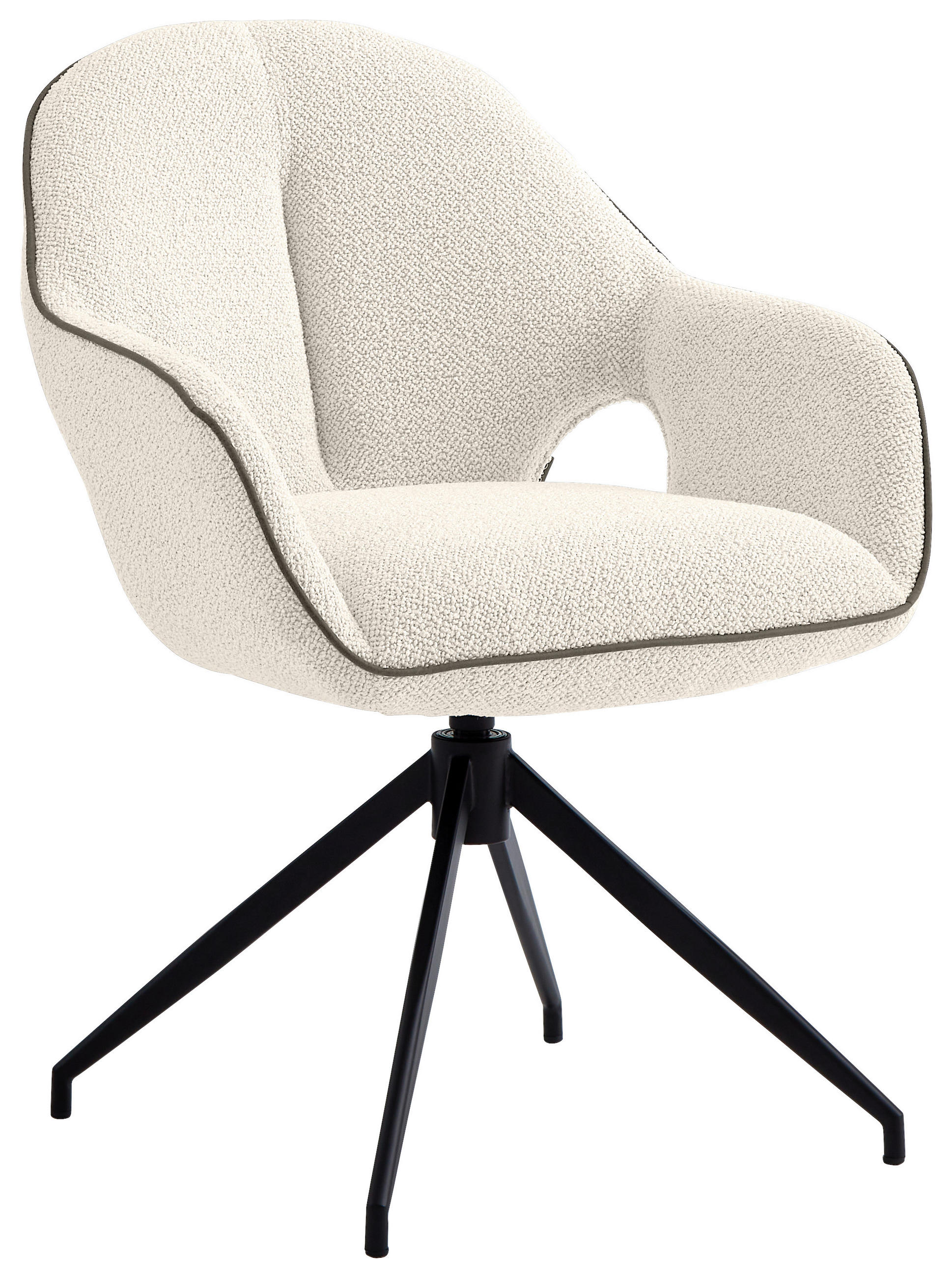 Scaun Cu Brațe din metal, textil, negru, crem