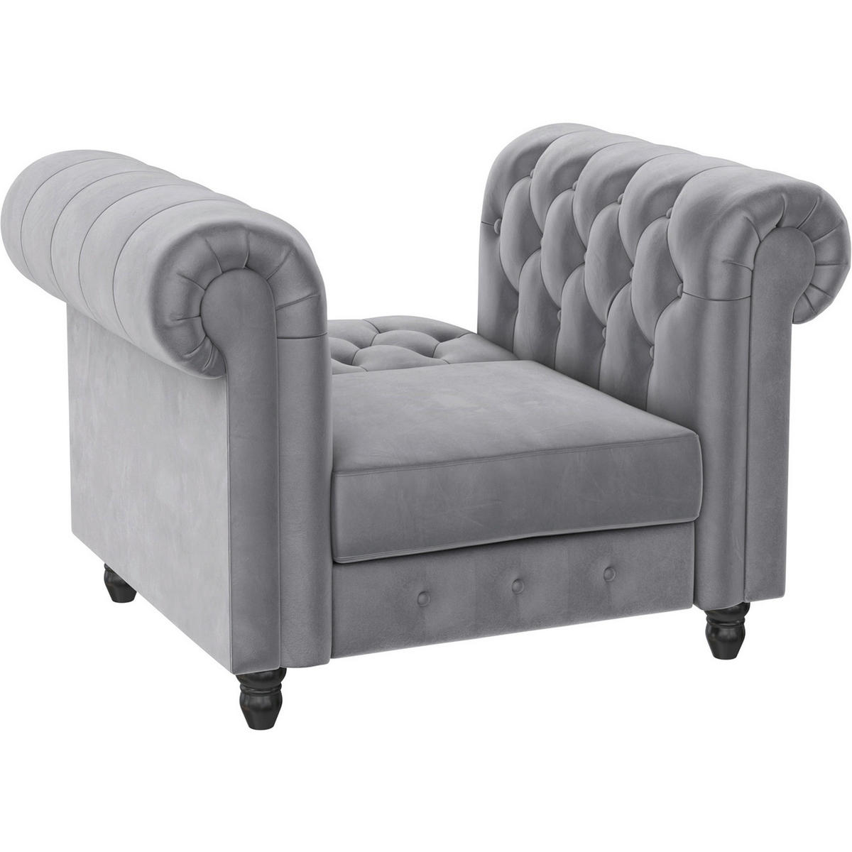 SESSEL in Velours Hellgrau  - Hellgrau/Schwarz, Basics, Holz/Textil (111/83/87cm) - Livetastic