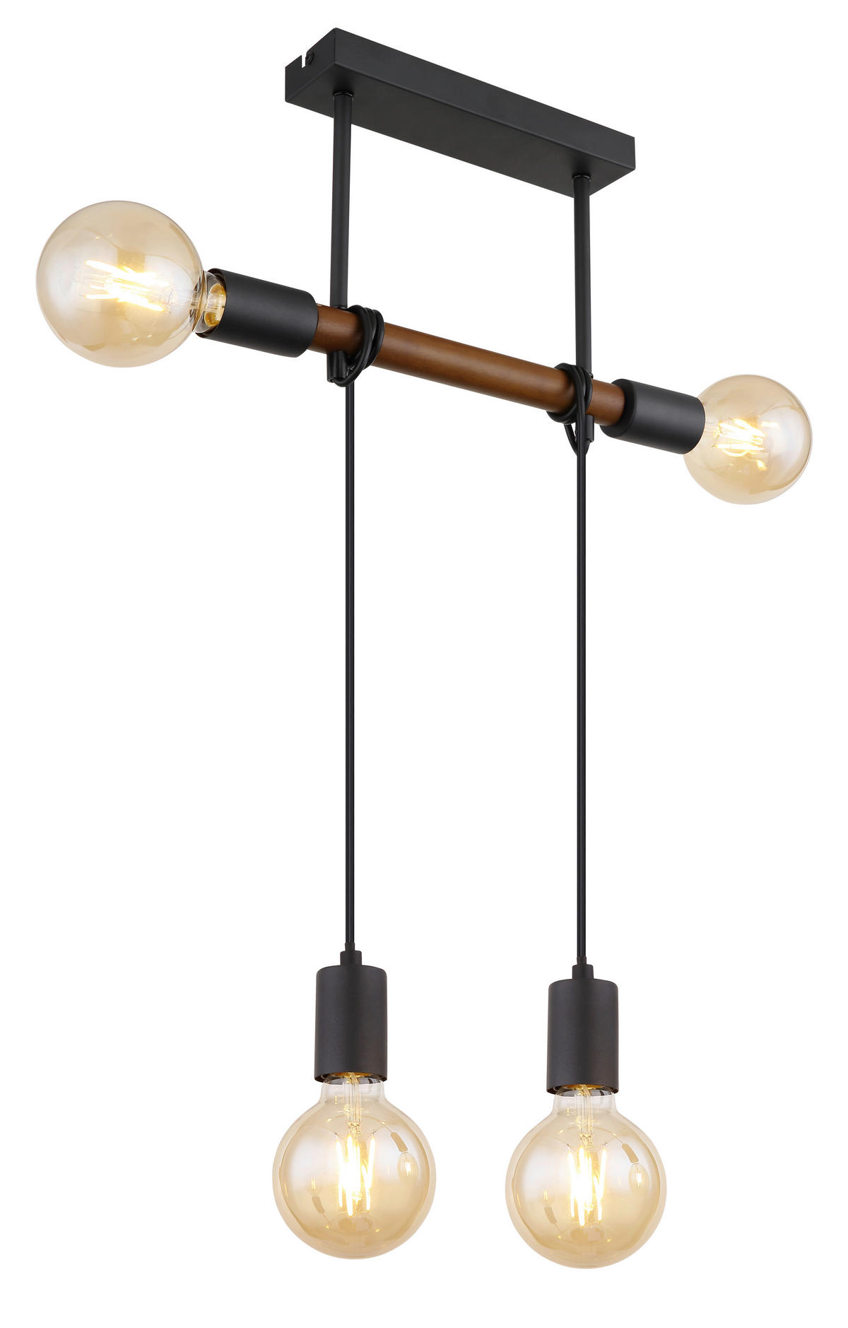 HÄNGELEUCHTE 39/6/100 cm   - Schwarz/Braun, Basics, Holz/Metall (39/6/100cm) - Globo