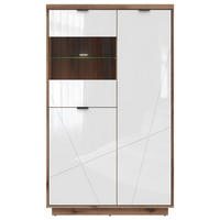 VITRINA boja hrasta, bela visoki sjaj   - boja hrasta/bela visoki sjaj, Dizajnerski, staklo/metal (94/157/42,5cm) - Xora