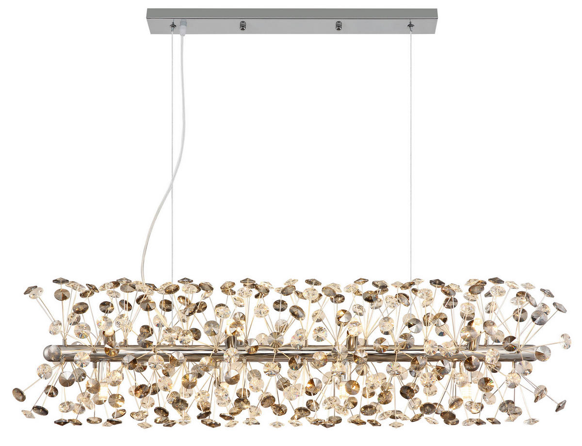 KŘIŠŤÁLOVÉ ZÁVĚSNÉ SVÍTIDLO, 90/30/150 cm  - šedá/průhledné, Lifestyle, kov/plast (90/30/150cm) - Globo