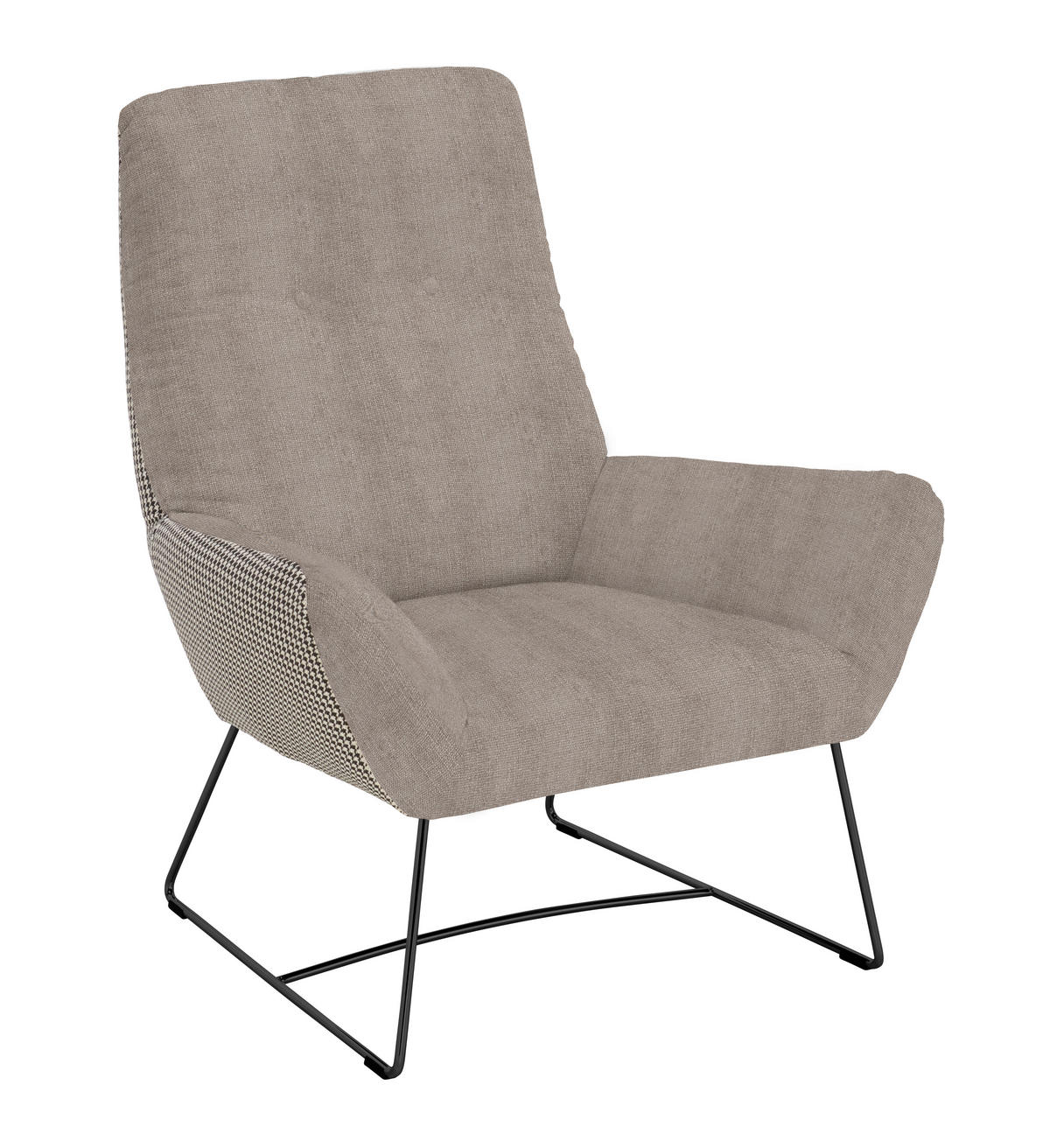 SESSEL in Flachgewebe Taupe  - Taupe/Schwarz, Design, Textil/Metall (82/102/81cm) - Pure Home Lifestyle