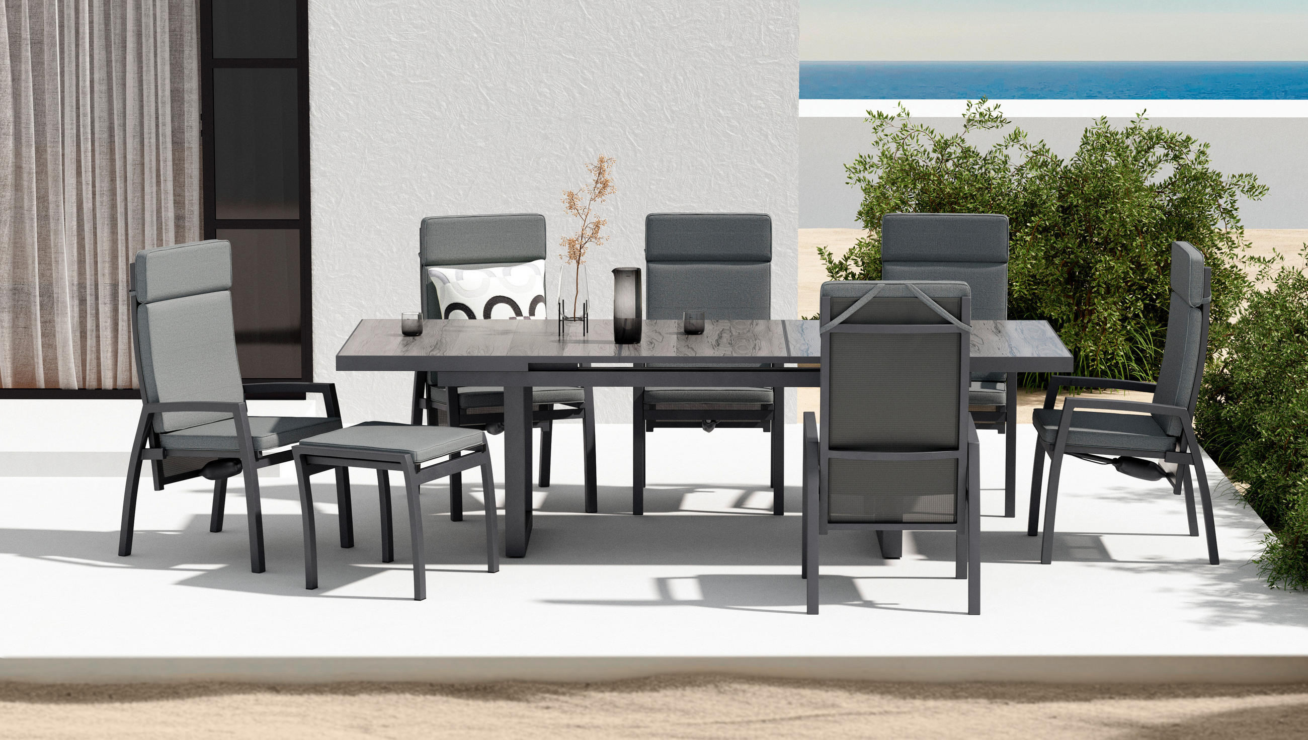 GARTENSESSEL Aluminium Anthrazit, Dunkelgrau  - Dunkelgrau/Anthrazit, Design, Textil/Metall (58/110/72cm) - Ambia Garden