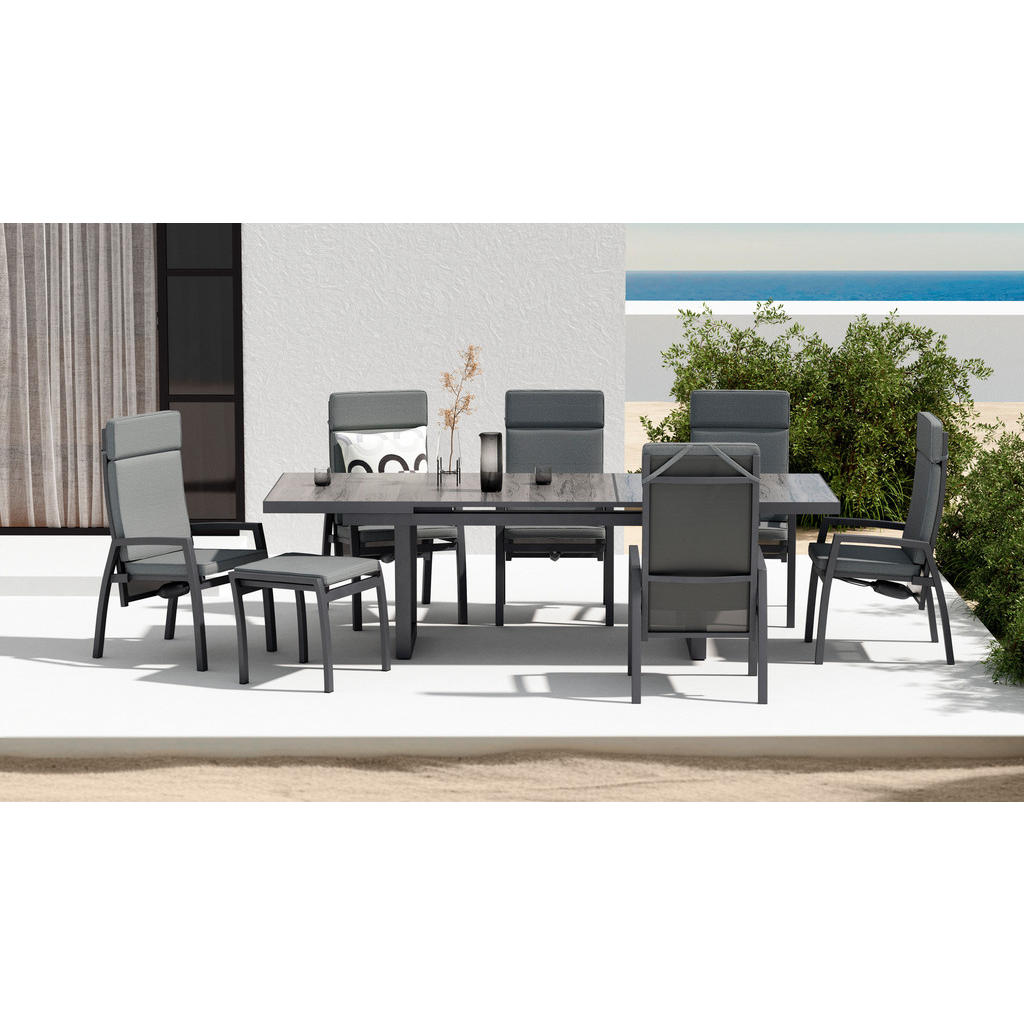 Thumbnail - Ambia Garden Gartenhocker, Anthrazit, Grau, Metall, Textil, rechteckig, 58x50.5x46 cm, Gartenmöbel, Gartenstühle