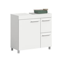 TVÄTTSTÄLLSUNDERSKÅP 65/63/31 cm  - vit/silver, Trend, trämaterial/plast (65/63/31cm) - MID.YOU