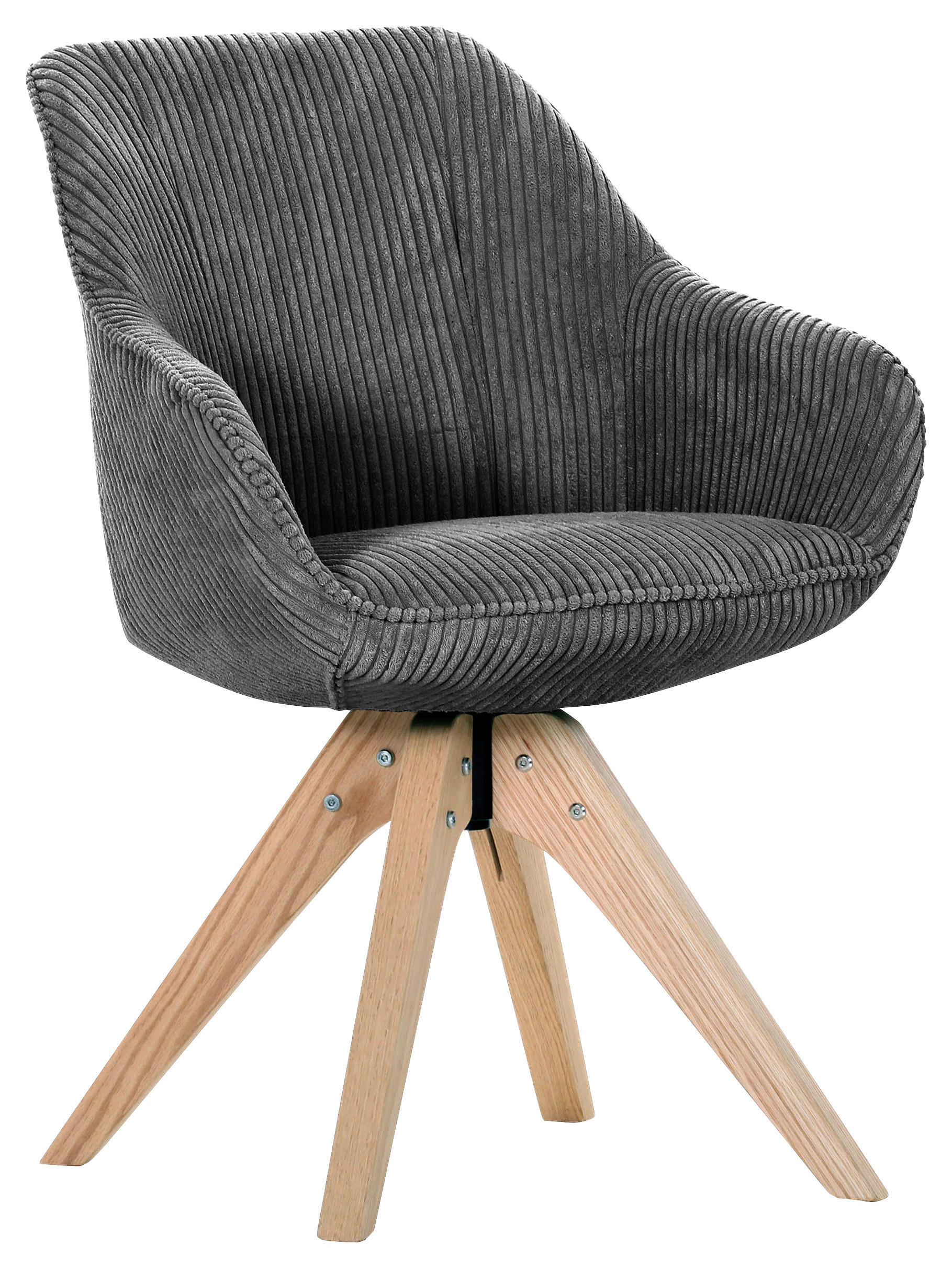 ARMLEHNSTUHL drehbar  in Cord  - Eichefarben/Grau, Design, Holz/Textil (60/83/65cm) - Landscape