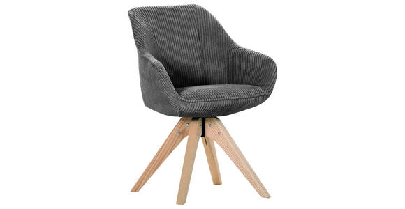 ARMLEHNSTUHL drehbar  Stoffauswahl, Typenauswahl, Sitzfläche 360° drehbar Cord  - Eichefarben/Grau, Design, Holz/Textil (60/83/65cm) - Landscape