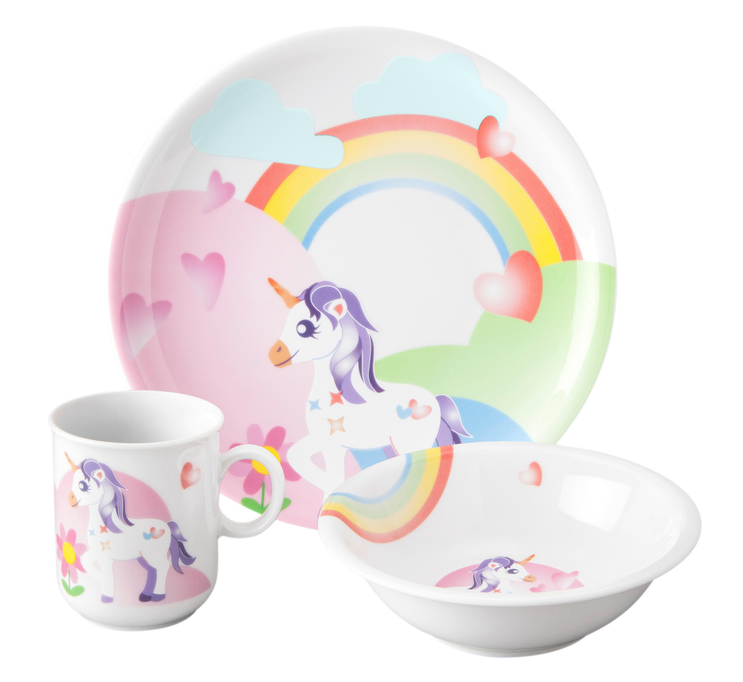 KINDERGESCHIRRSET KINDERTRÄUME Porzellan 3-teilig  - Rosa/Weiß, KONVENTIONELL, Keramik (21/21/20cm) - Seltmann Weiden