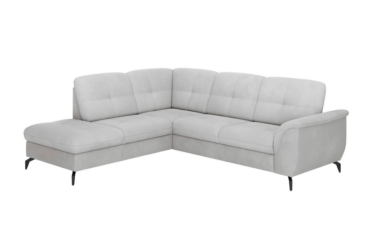 CANAPÉ D'ANGLE in Flachgewebe Silberfarben  - Silberfarben/Schwarz, Modern, Textil/Metall (212/244cm) - Sit & More