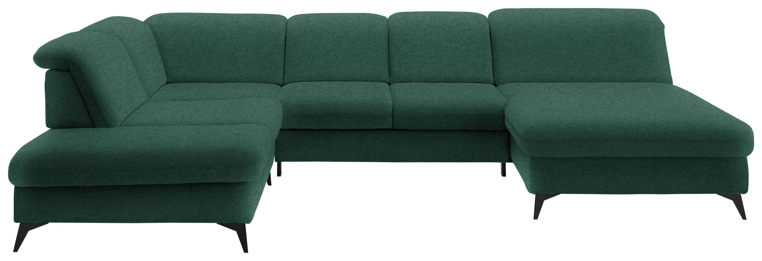 WOHNLANDSCHAFT Chenille Waldgrün  - Waldgrün/Schwarz, Design, Textil/Metall (255/369/198cm) - Beldomo Style