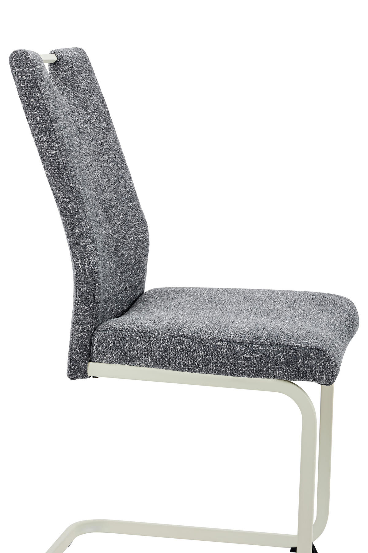 SCHWINGSTUHL-SET 4 Stück  in Stahl Webstoff, Mikrofaser  - Dunkelgrau/Creme, MODERN, Textil/Metall (45/98/59cm) - MID.YOU