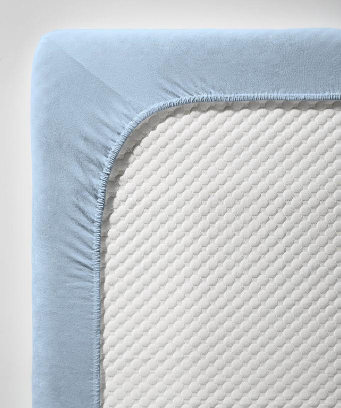 SPANNLEINTUCH 180/200 cm Makosatin  - Hellblau, Basics, Textil (180/200cm) - Fleuresse