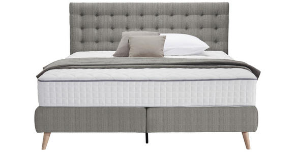 BOXSPRINGBETT 180/200 cm  in Hellgrau  - Hellgrau, Design, Holz/Textil (180/200cm) - Carryhome