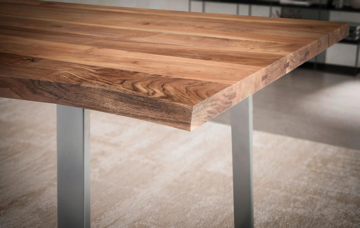 ESSTISCH in Holz 120/60/76 cm  - Chromfarben/Akaziefarben, Modern, Holz/Metall (120/60/76cm) - MID.YOU