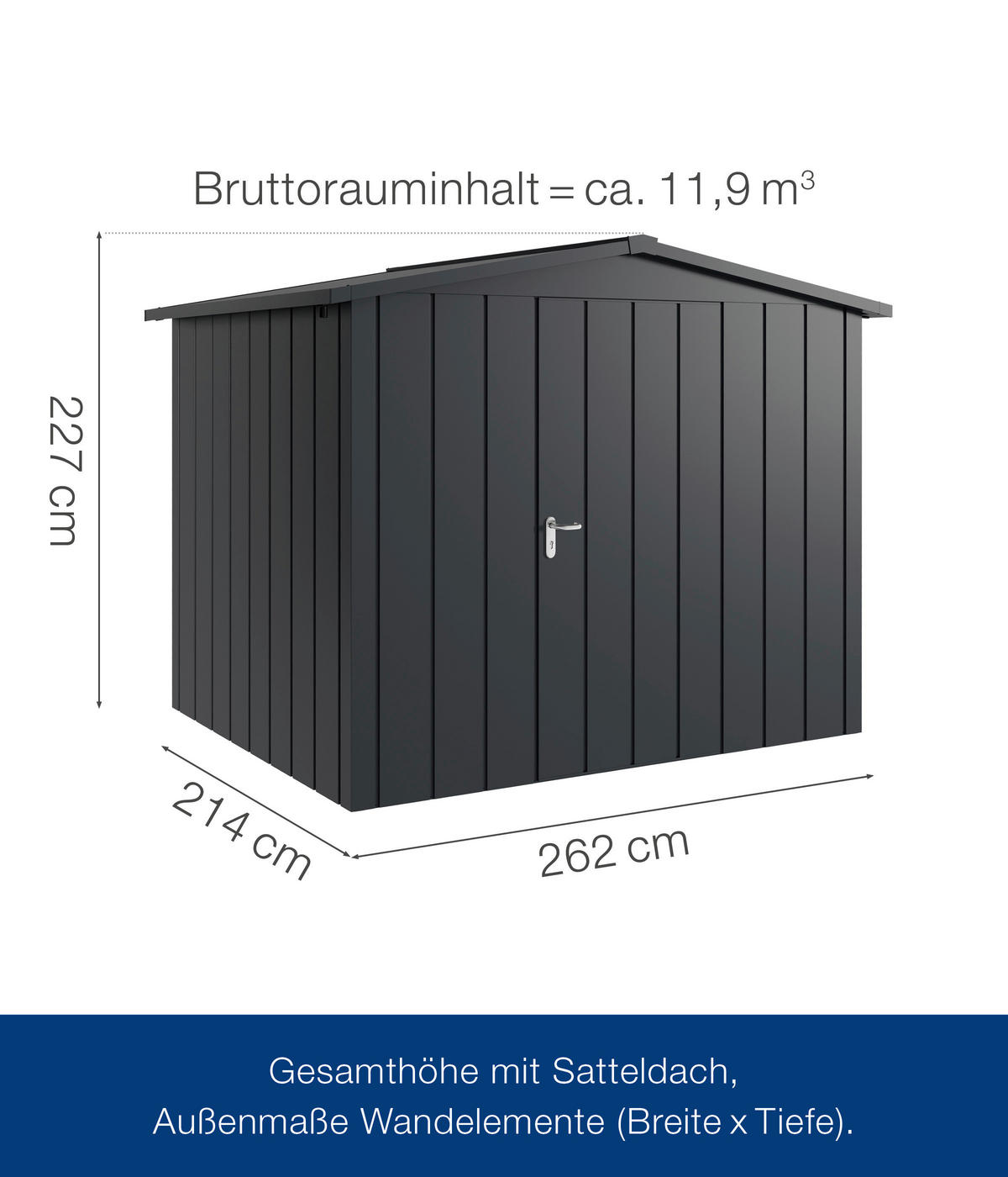GERÄTEHAUS 285/227/229 cm  - Anthrazit, Basics, Metall (285/227/229cm)