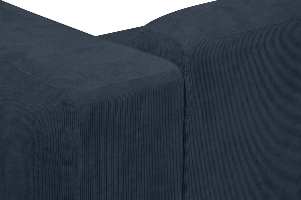 ECKSOFA HANNAH Blau Cord  - Blau/Schwarz, Design, Kunststoff/Textil (170/343cm) - MID.YOU