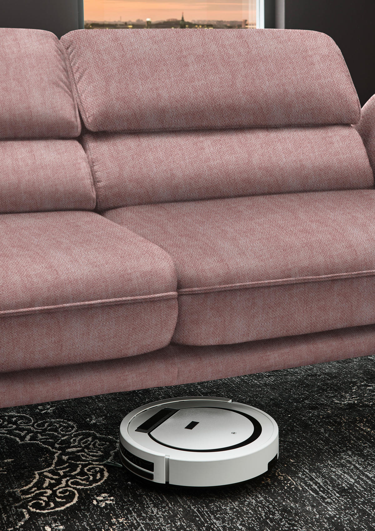 ECKSOFA in Velours Altrosa  - Schwarz/Altrosa, Design, Textil/Metall (153/283cm) - Valdera