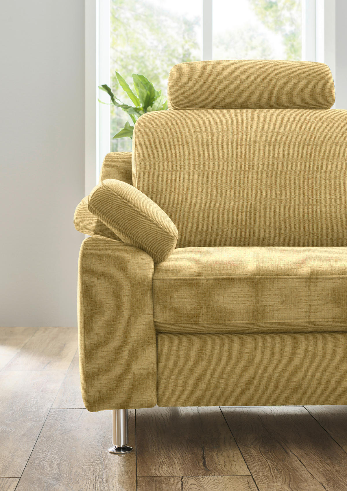 ECKSOFA in Webstoff Gelb  - Gelb/Alufarben, Konventionell, Textil/Metall (241/200cm) - Beldomo System