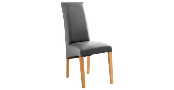 STUHL Lederlook Grau, Buchefarben - Buchefarben/Grau, KONVENTIONELL, Holz/Textil (47/102/57cm) - Carryhome
