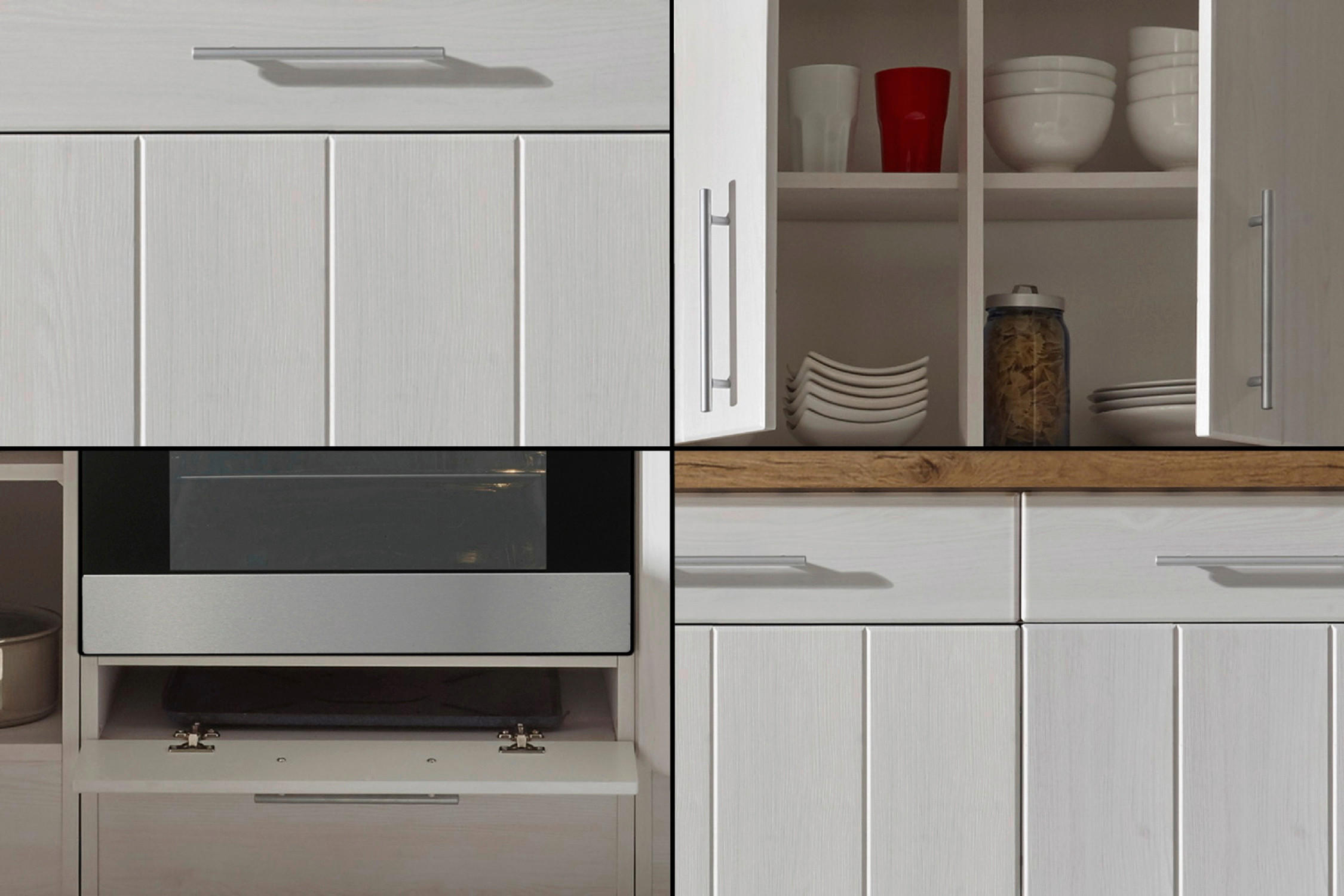 MODULKÖK UTAN VITVAROR 310 cm   i vit, lärkfärgad  - stålfärgad/vit, Basics, metall/trämaterial (310cm) - Respekta