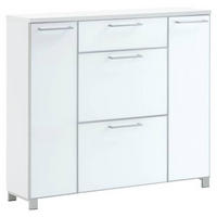 SCHUHSCHRANK Weiß  - Chromfarben/Alufarben, Design, Glas/Holzwerkstoff (121/108/31cm)