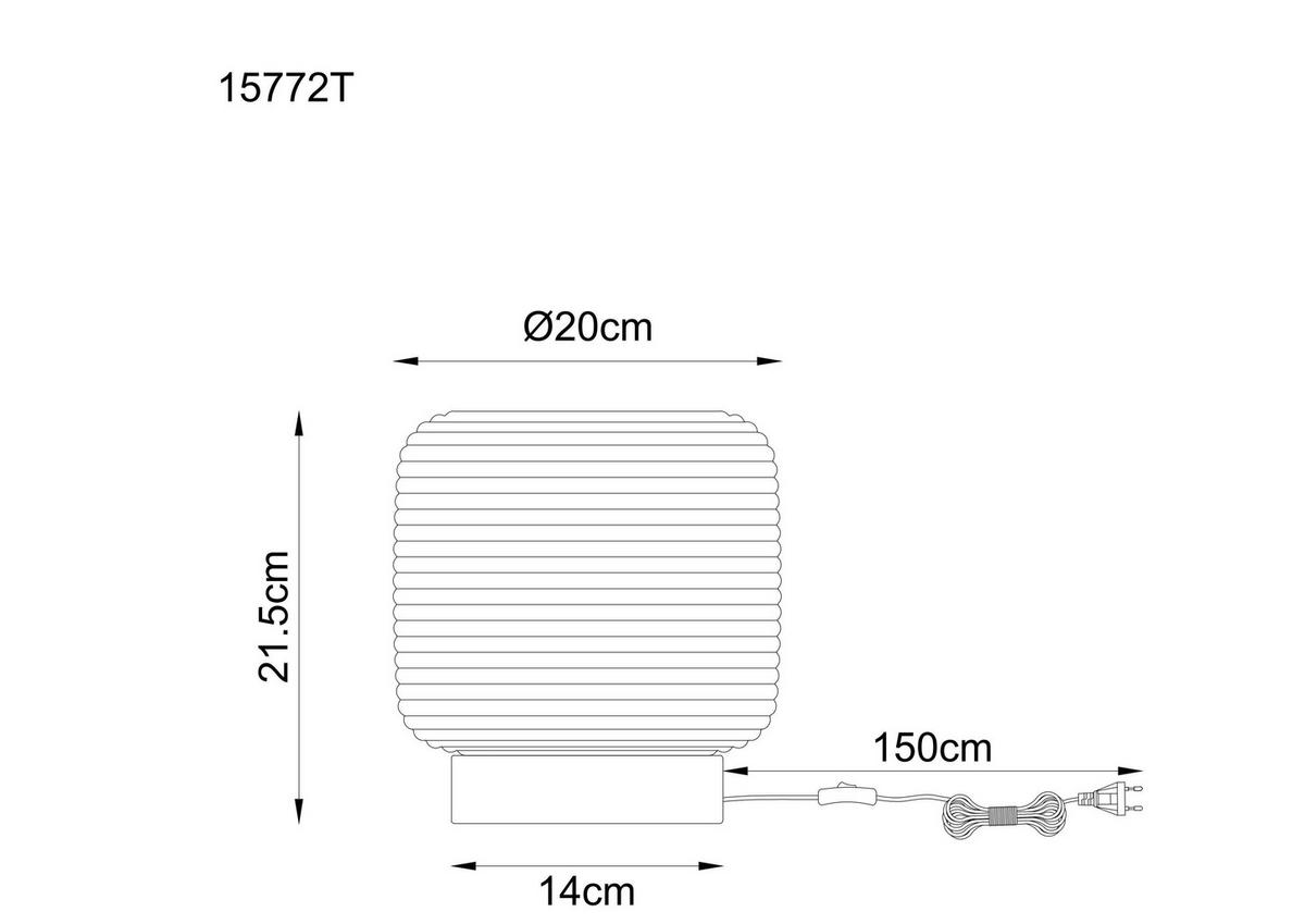 TISCHLEUCHTE 20/21,5 cm   - Weiß/Nickelfarben, KONVENTIONELL, Glas/Metall (20/21,5cm) - Globo