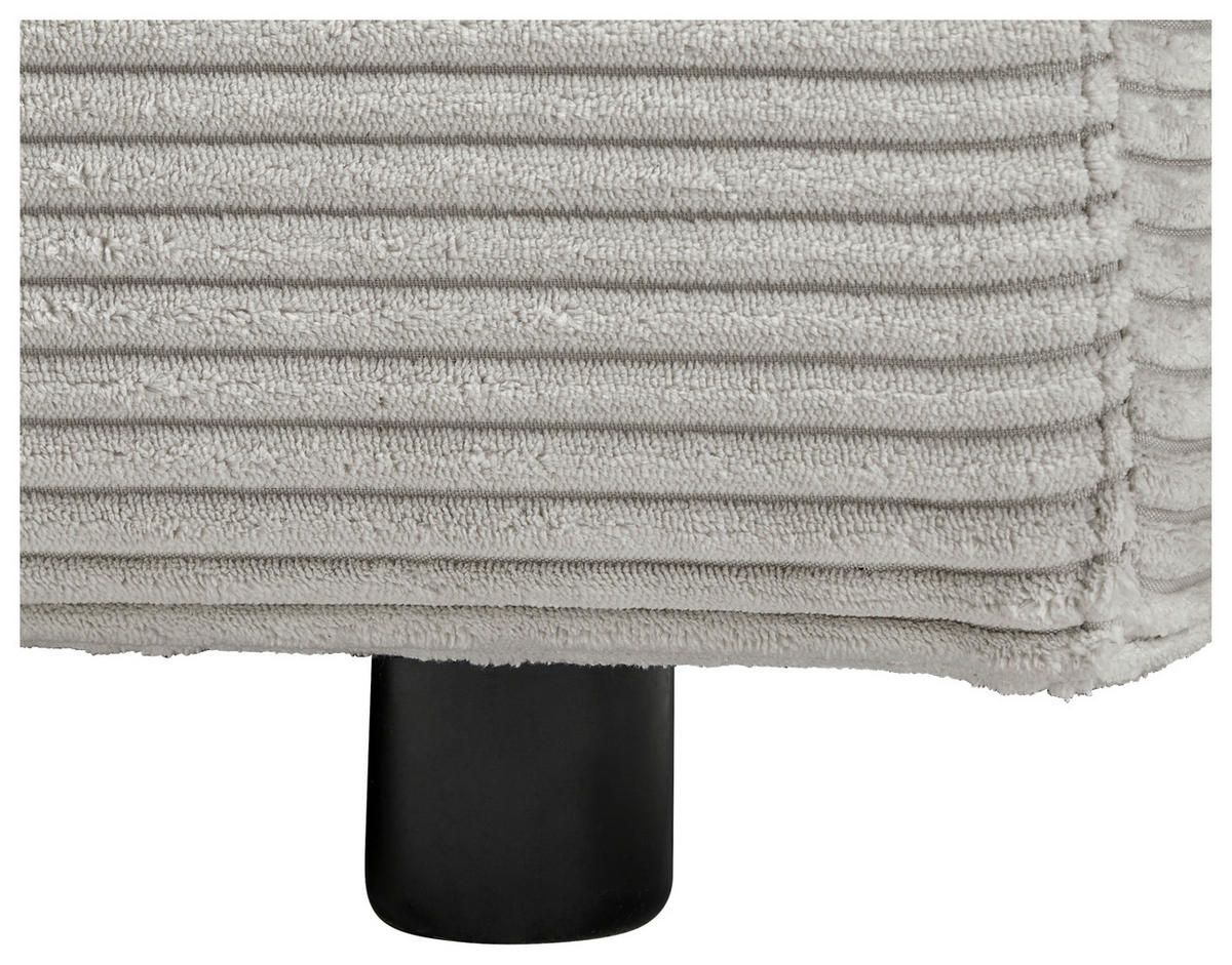 ECKSOFA in Cord Hellgrau  - Hellgrau/Schwarz, Design, Kunststoff/Textil (224/265cm) - Hom`in