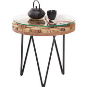 BEISTELLTISCH in Glas, Holz, Metall 50/50/50 cm - Schwarz/Akaziefarben, Trend, Glas/Holz (50/50/50cm) - Ambia Home