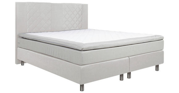 BOXSPRINGBETT 140/200 cm  in Beige  - Beige/Alufarben, Design, Holz/Textil (140/200cm) - Carryhome