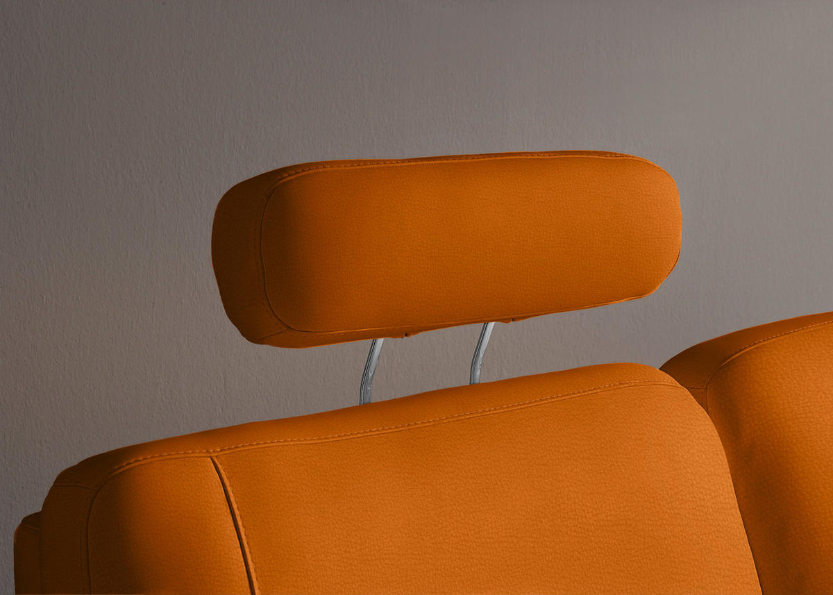WOHNLANDSCHAFT Echtleder Orange  - Alufarben/Orange, Konventionell, Leder/Metall (239/329/165cm) - Beldomo Premium