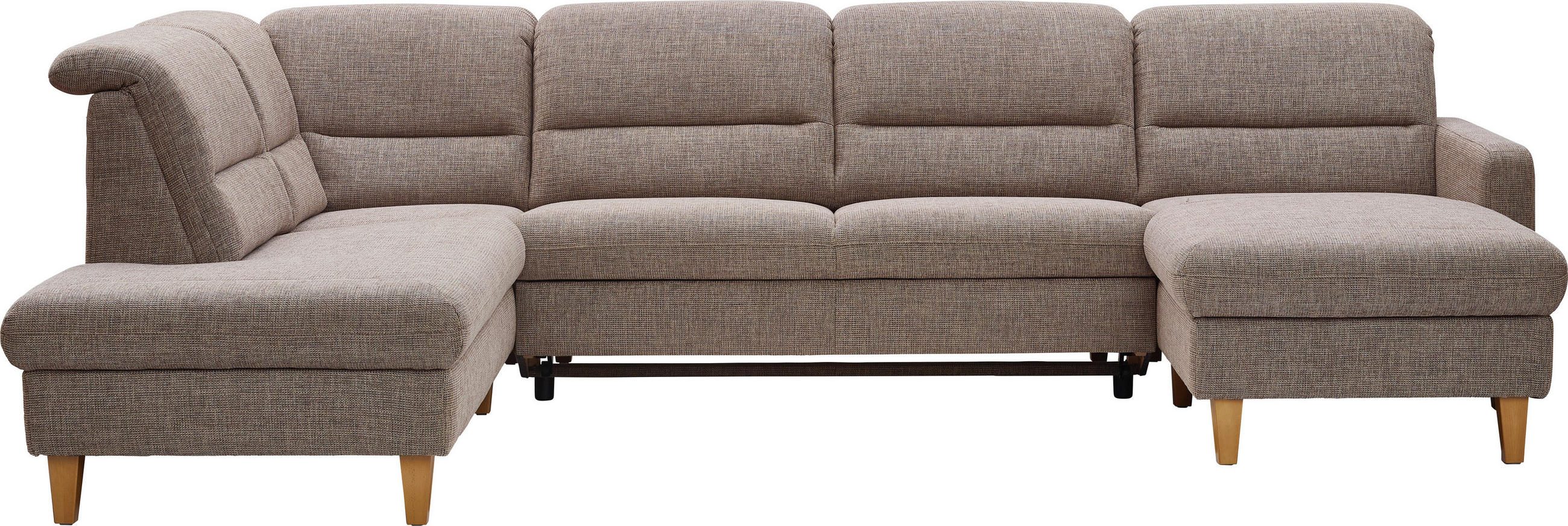 WOHNLANDSCHAFT Cappuccino Flachgewebe  - Eichefarben/Cappuccino, KONVENTIONELL, Holz/Textil (225/335/165cm) - Cantus