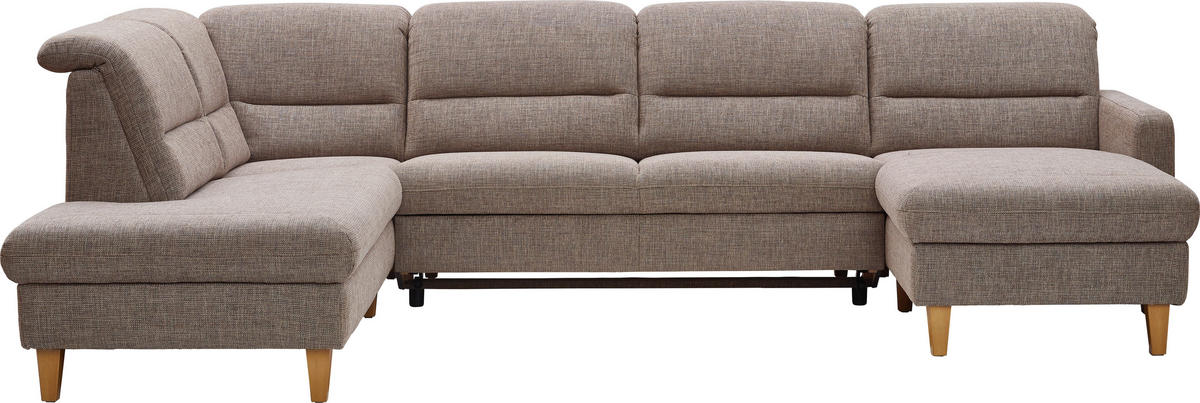 WOHNLANDSCHAFT Cappuccino Flachgewebe  - Eichefarben/Cappuccino, KONVENTIONELL, Holz/Textil (225/335/165cm) - Cantus