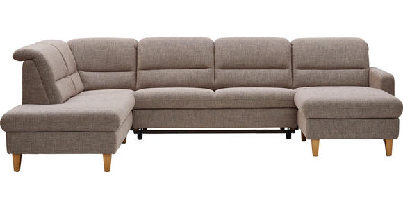 WOHNLANDSCHAFT Cappuccino Flachgewebe  - Eichefarben/Cappuccino, KONVENTIONELL, Holz/Textil (225/335/165cm) - Cantus