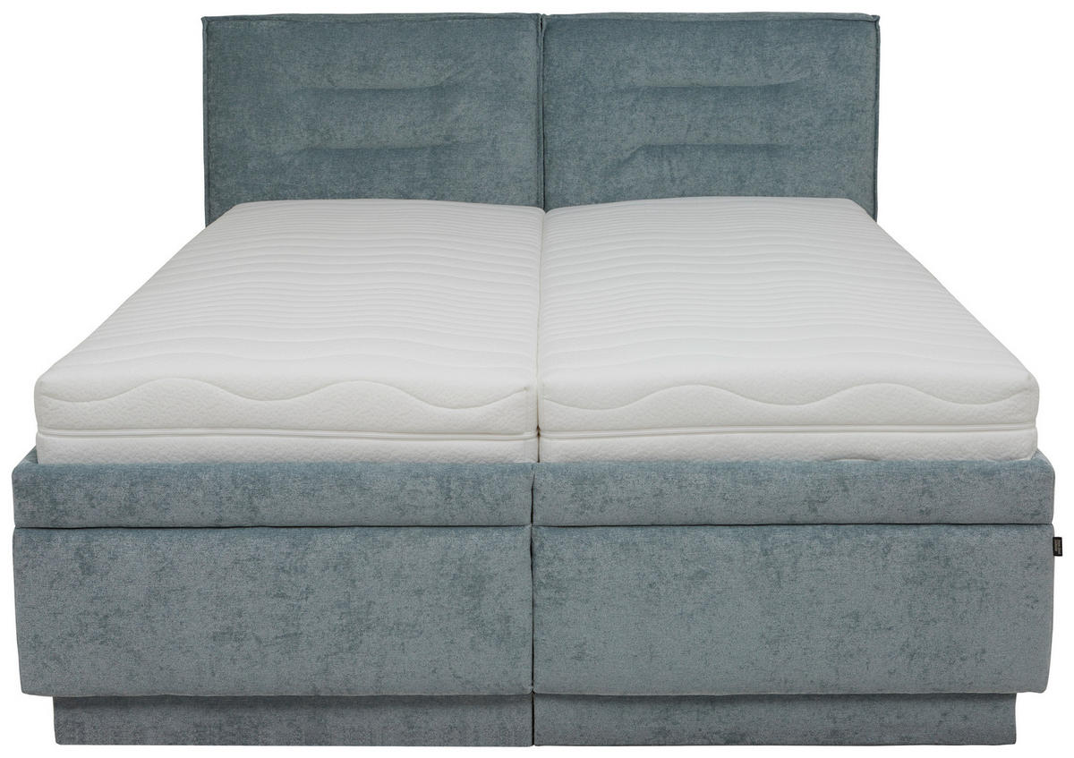 POLSTERBETT Bettkasten, Lattenroste, Matratzen 180/200 cm  in Blaugrau  - Blaugrau/Weiß, KONVENTIONELL, Holz/Textil (180/200cm) - Dieter Knoll