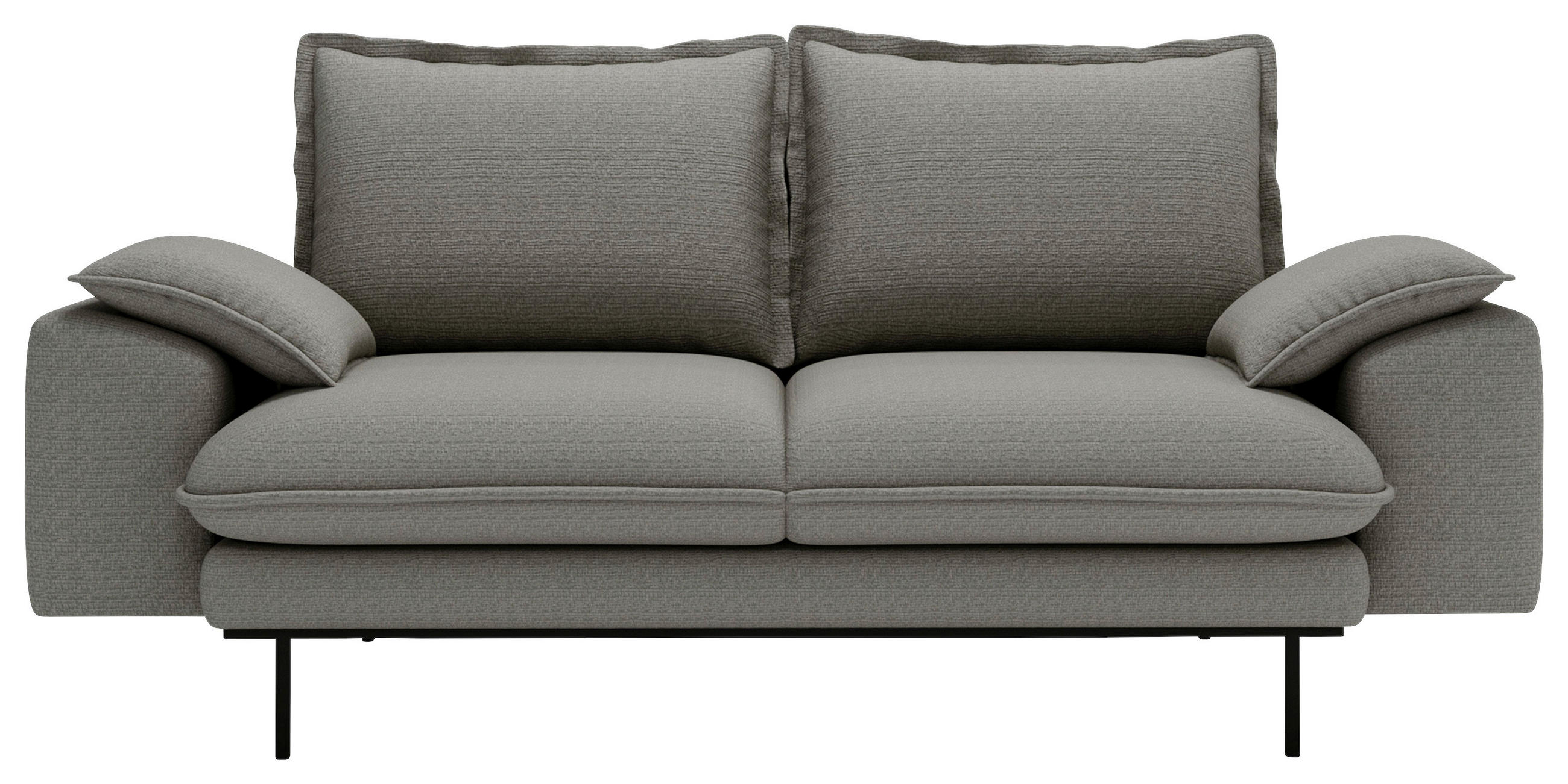 2-SITZER-SOFA Struktur Dunkelgrau  - Dunkelgrau/Schwarz, Design, Textil/Metall (195/92/97cm) - Livetastic