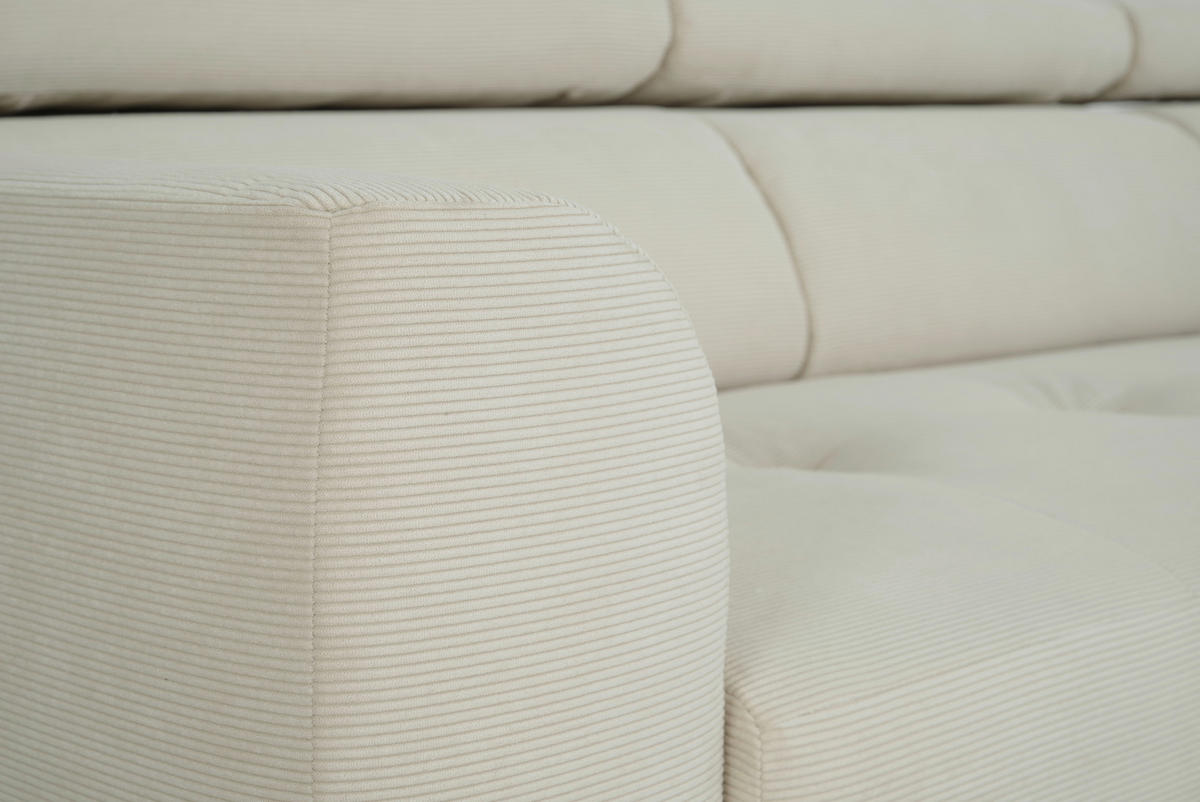 ECKSOFA in Feincord Beige  205/280 cm  - Beige/Schwarz, Design, Textil/Metall (205/280cm) - Xora