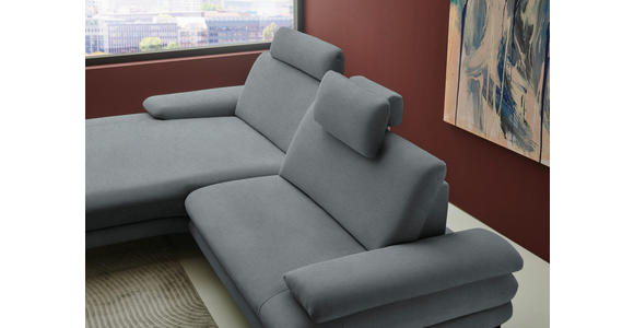 ECKSOFA  in Chenille, Flachgewebe Dunkelgrau  180/284 cm  - Dunkelgrau/Schwarz, Design, Textil/Metall (180/284cm) - Dieter Knoll