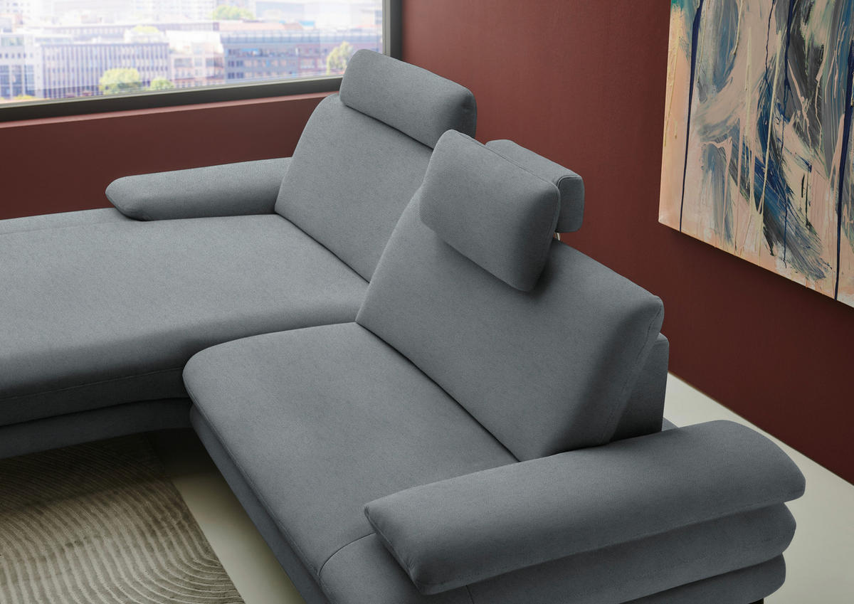 ECKSOFA Chenille, Flachgewebe Dunkelgrau  - Dunkelgrau/Schwarz, Design, Textil/Metall (180/284cm) - Dieter Knoll