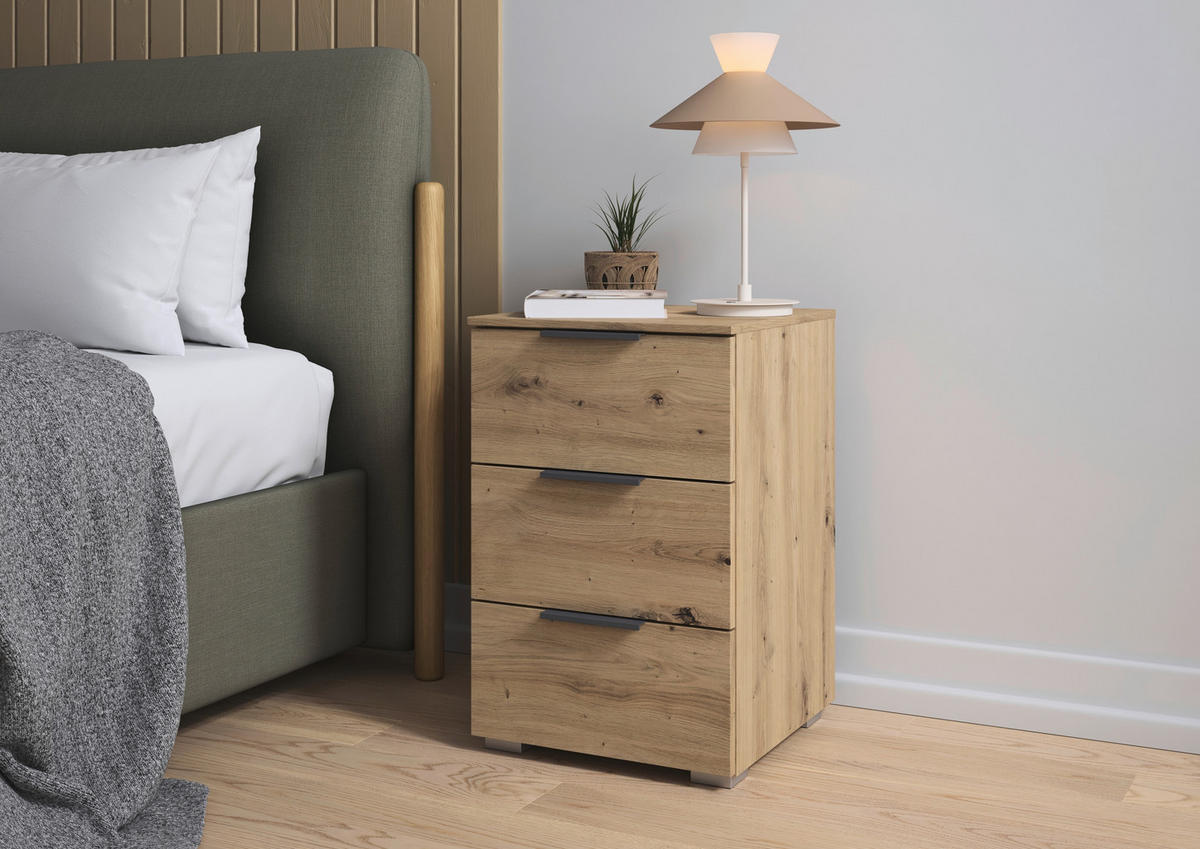 NACHTSCHRANK 40/61/42 cm  - Alufarben/Eiche Artisan, MODERN, Holzwerkstoff (40/61/42cm) - Rauch Möbel