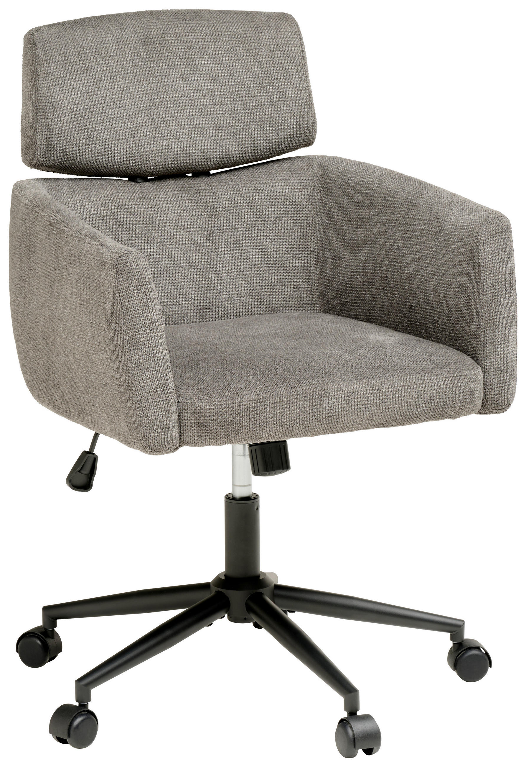 DREHSTUHL Mikrofaser Grau  - Schwarz/Grau, MODERN, Holz/Kunststoff (62/92/100/63cm) - MID.YOU