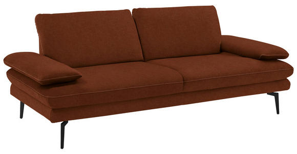 3-SITZER-SOFA in Velours Kupferfarben  - Beige/Schwarz, Design, Textil/Metall (222/89/104cm) - Dieter Knoll