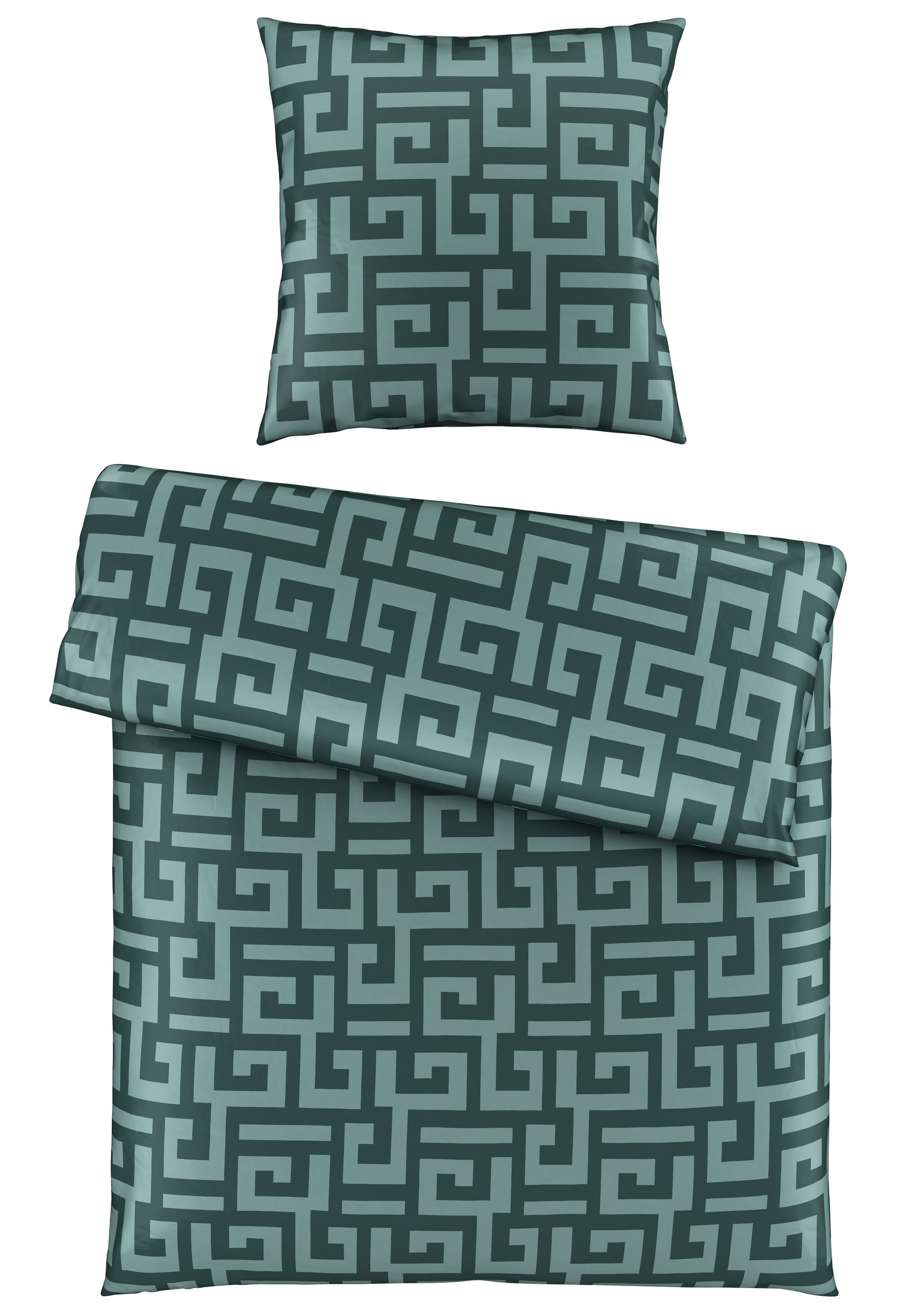 WENDEBETTWÄSCHE Mila Satin - Petrol/Grün, Basics, Textil (135/200cm) - Bio:Vio