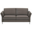 3-SITZER-SOFA Latina in Echtleder Graubraun   - Graubraun/Alufarben, Design, Leder/Metall (190/82/99cm) - Dieter Knoll