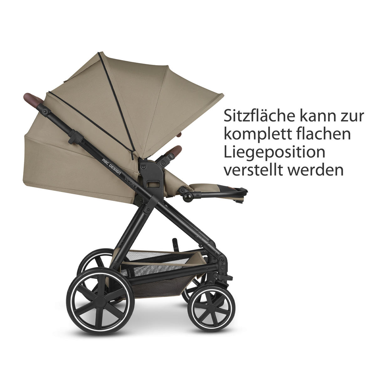 KINDERWAGENSET  Vicon 4  Reed  - Beige/Schwarz, Basics, Textil/Metall (91/61/110cm) - ABC Design