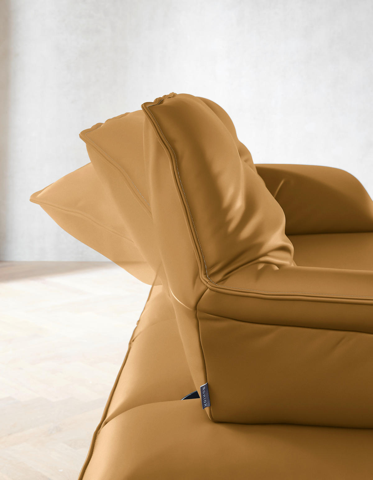 ECKSOFA in Echtleder Bernsteinfarben  252/169 cm  - Beige/Bernsteinfarben, Design, Leder/Metall (252/169cm) - Koinor