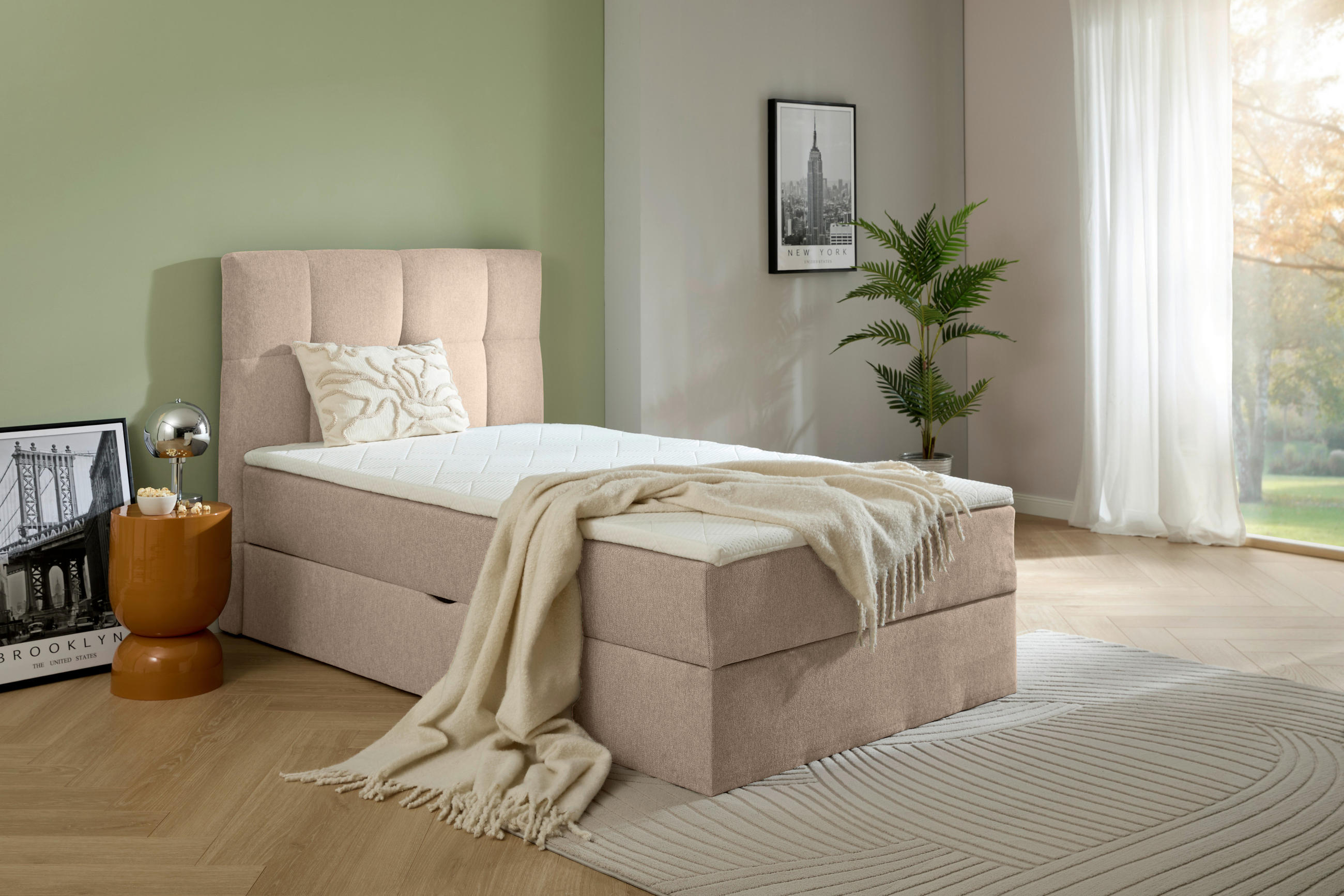 BOXBETT 120/200 cm  in Taupe  - Taupe, KONVENTIONELL, Textil (120/200cm) - Boxxx