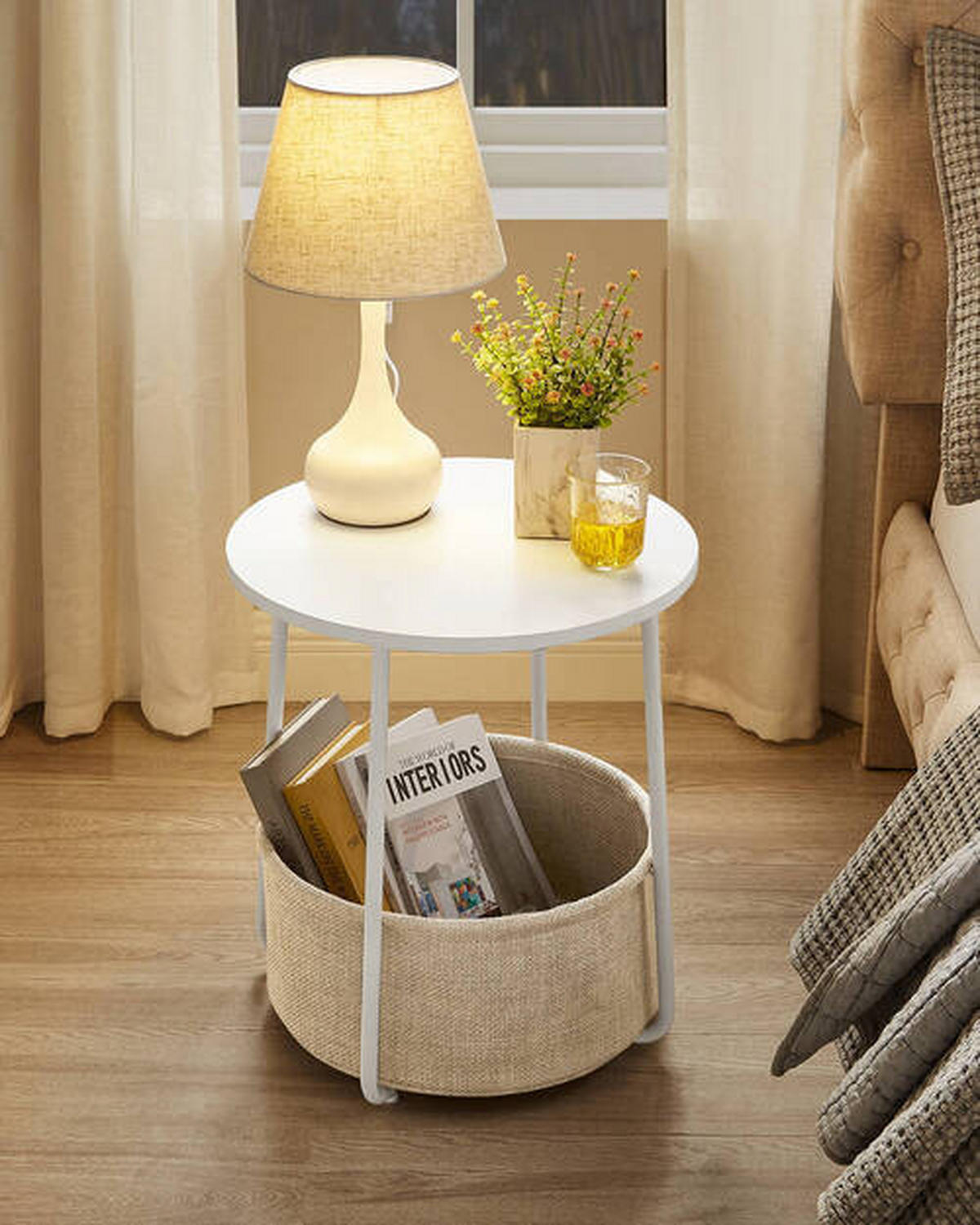 PRÍRUČNÝ STOLÍK, recyklované drevo, biela, béžová - biela/béžová, Design, kov/drevo (45/45/51cm) - Boxxx
