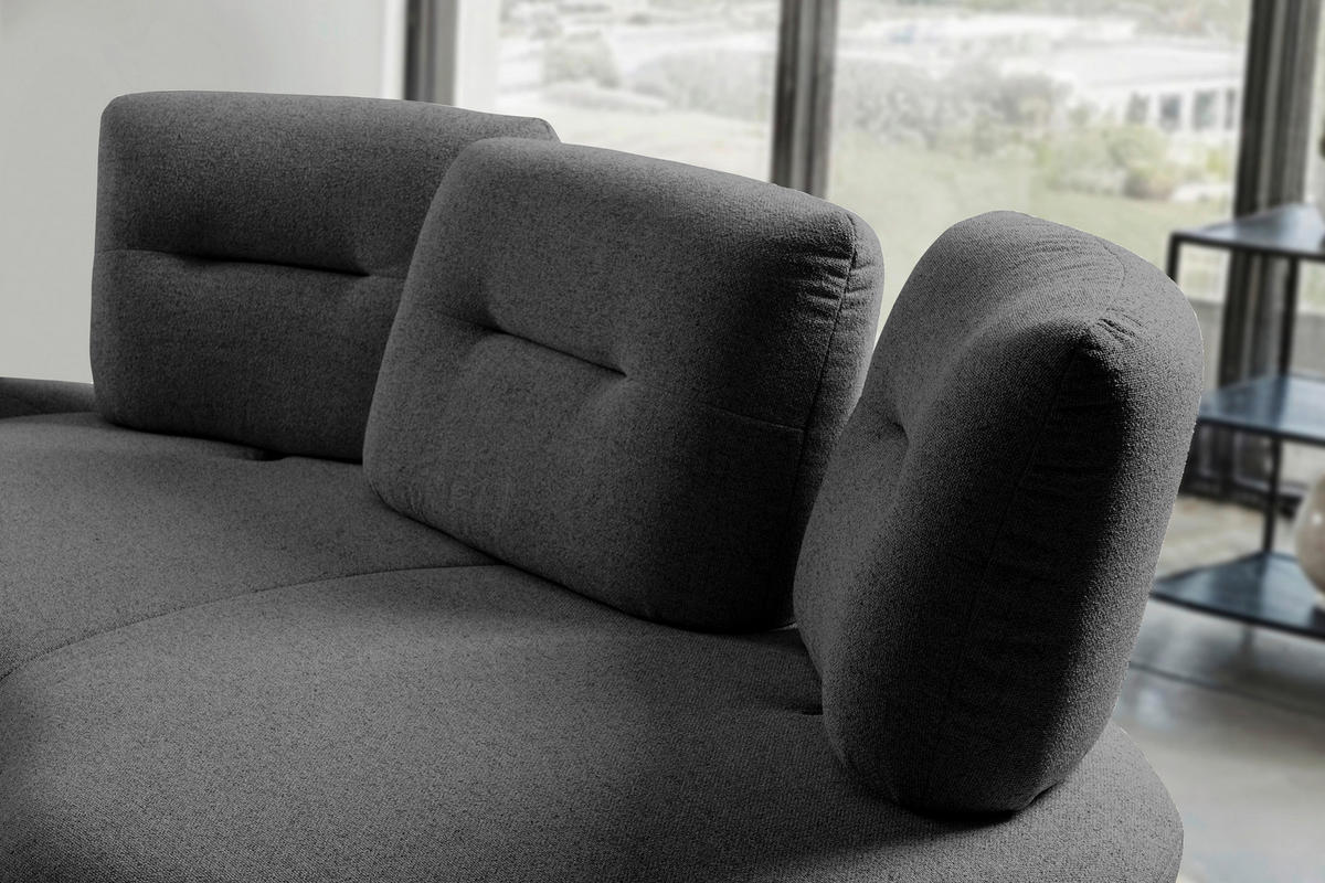 BIGSOFA Flachgewebe Anthrazit  - Anthrazit/Schwarz, Design, Textil/Metall (456/93/138cm) - Moderano