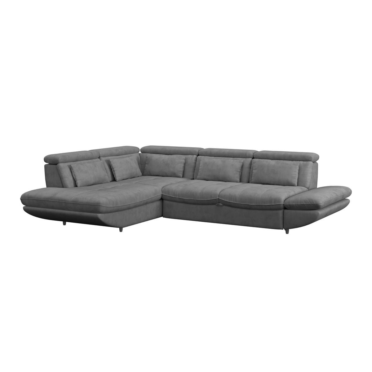 WOHNLANDSCHAFT in Mikrofaser Dunkelgrau  - Dunkelgrau/Schwarz, Modern, Kunststoff/Textil (311/233cm) - MID.YOU