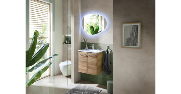 WASCHTISCHKOMBI 55 cm  - Chromfarben/Eichefarben, KONVENTIONELL, Keramik/Holzwerkstoff (55cm) - Xora